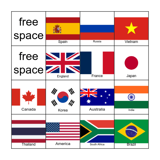 Where are you from? Bingo Card