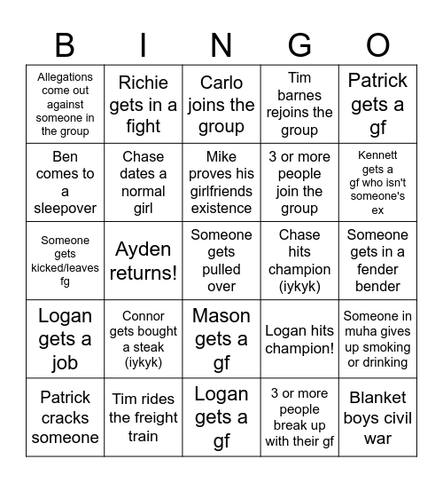Group Bingo Card