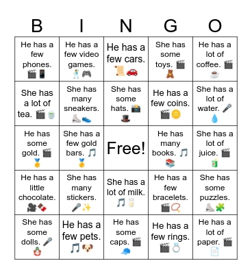 B8 L15 She has a lot of tea. 🎬🍵 Bingo Card