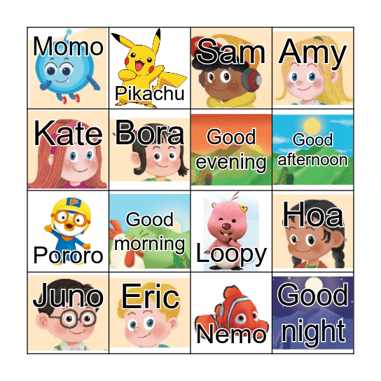 Lesson 1 - My name is Amy! Bingo Card