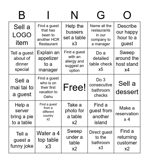 GREET STAND BINGO Card