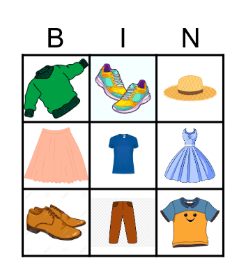 Clothes, clothes, clothes! Bingo Card