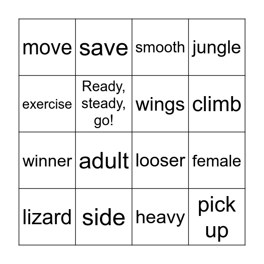 Vocabulary 3AB Bingo Card