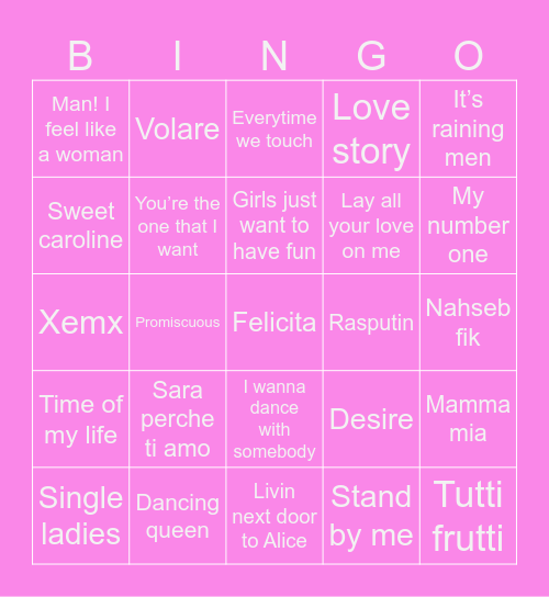 Belle’s Bingo Bachelorette Bingo Card