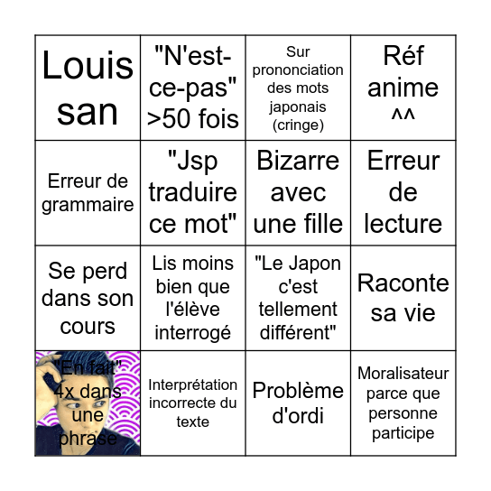 Bocci the cours Bingo Card