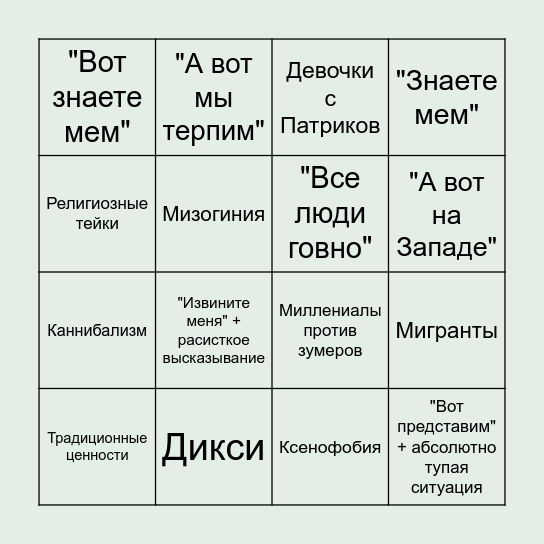 Лавров Бинго Bingo Card