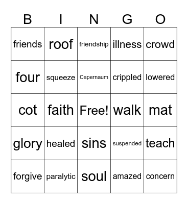 Jesus Healed the Paralytic Bingo Card