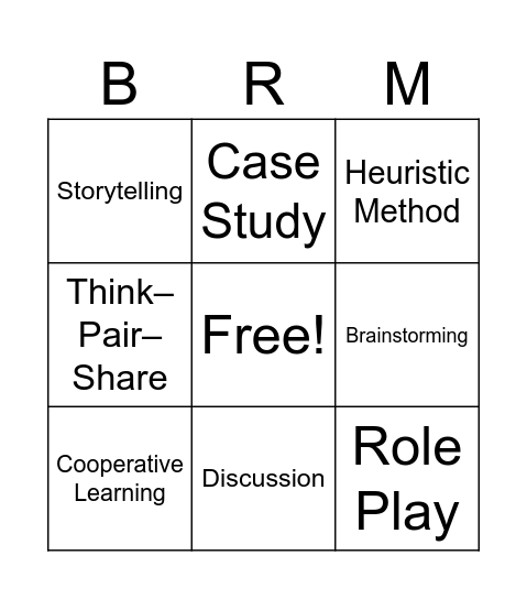 Methods of Teaching Bingo Card