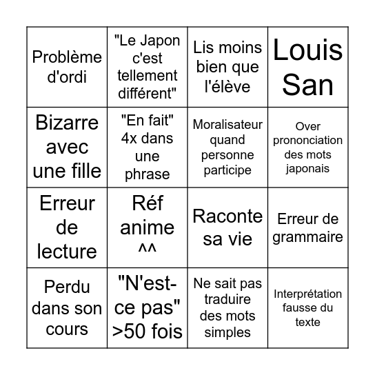 Bocci the cours Bingo Card
