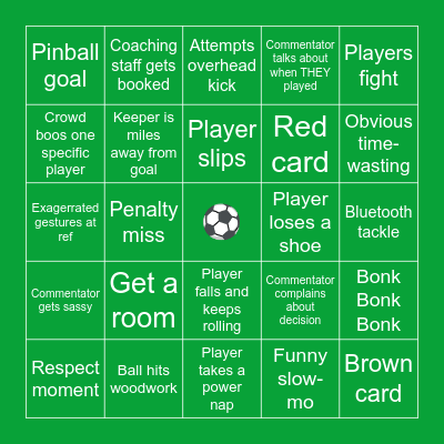 Football Match Bingo Card