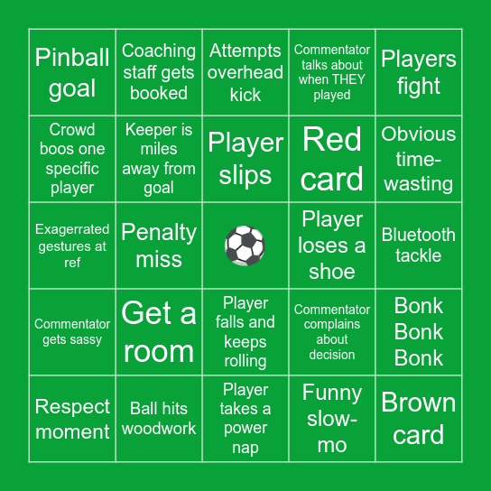 Football Match Bingo Card