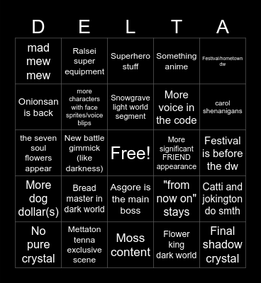 delarune bino chater fie Bingo Card