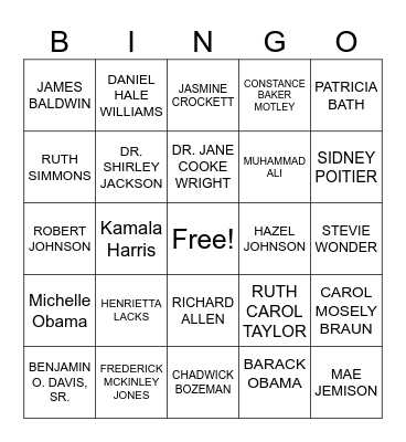 S.A.L.T. Black History Bingo Card