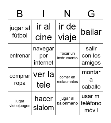 El tiempo libre Bingo Card