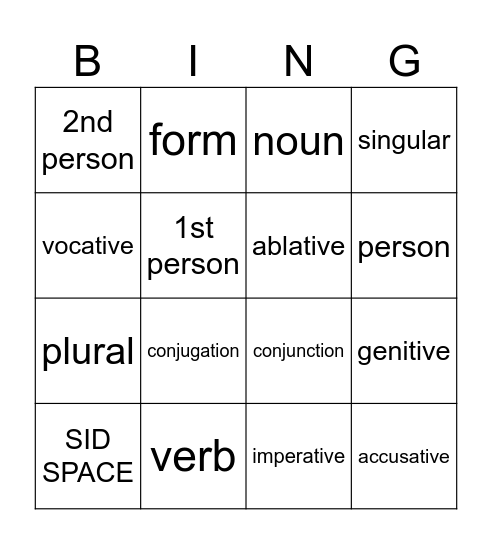 LATIN BACKGROUND Bingo Card