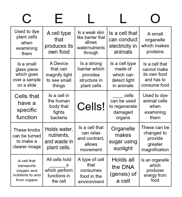 Cells Bingo Card