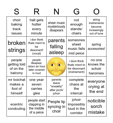 Spring concert !! Bingo Card
