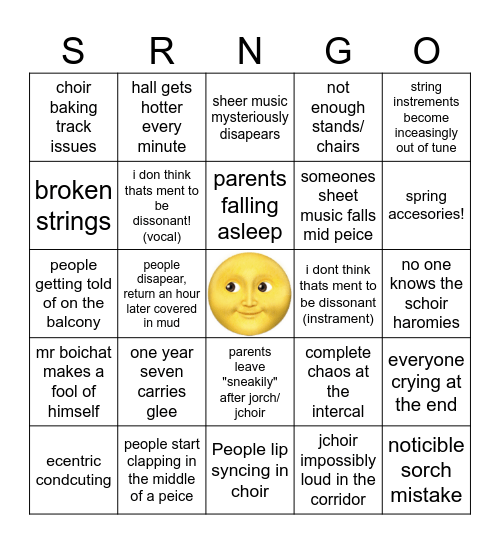 Spring concert !! Bingo Card