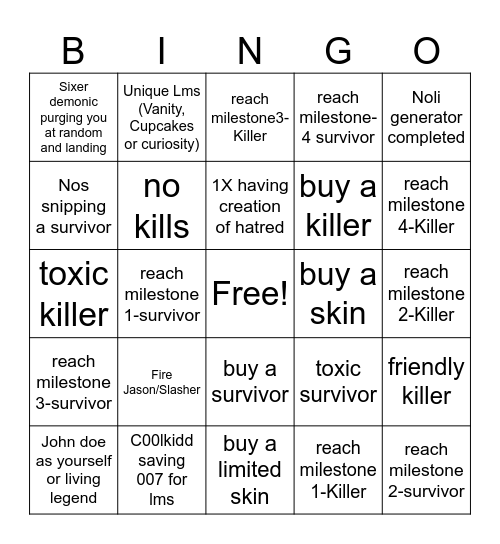 FORSAKEN BINGO Card