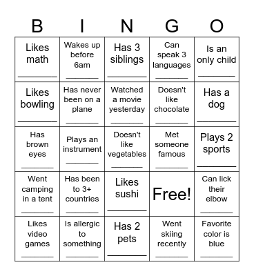 Find Someone Who... Bingo Card