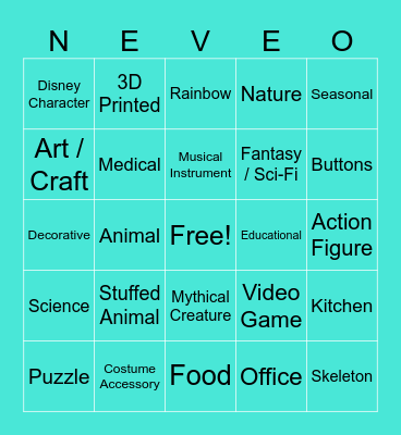 Neve's Daily Toy "NEVEO" Bingo Card