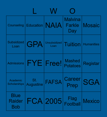 Lindsey Wilson University Bingo Card