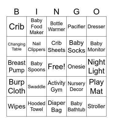 Baby Bingo Card