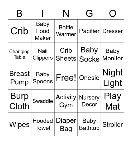 Baby Bingo Card