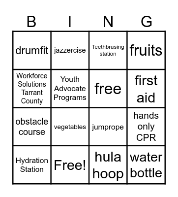 SHP: An evening of Health & Wealth Bingo Card