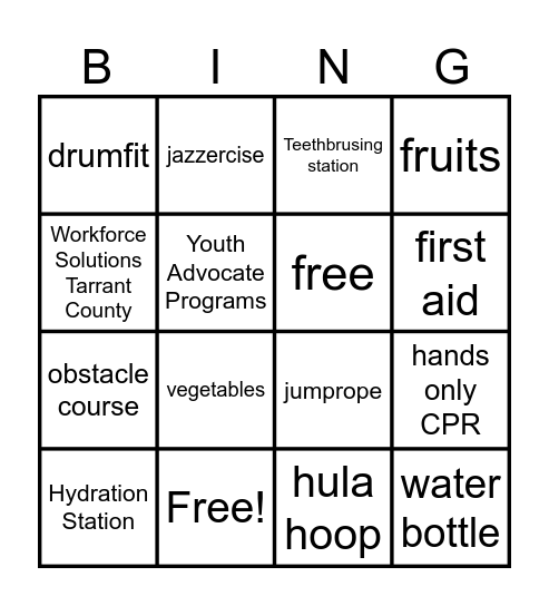 SHP: An evening of Health & Wealth Bingo Card