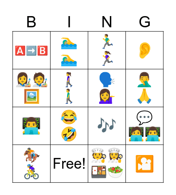 Base form verbs Bingo Card