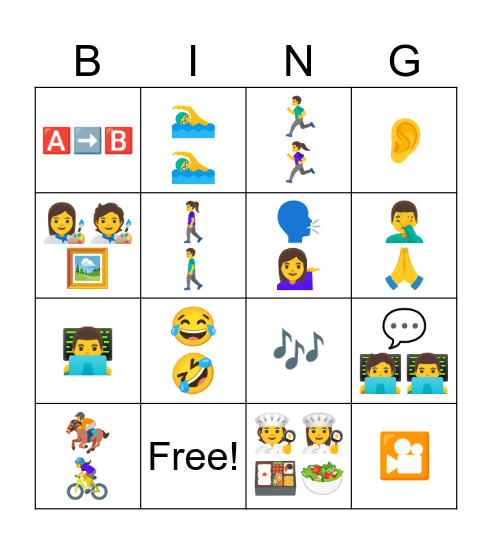 Base form verbs Bingo Card