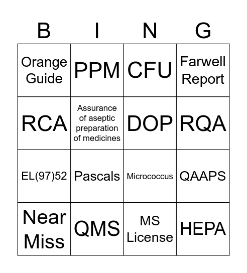 GMP BINGO! Bingo Card