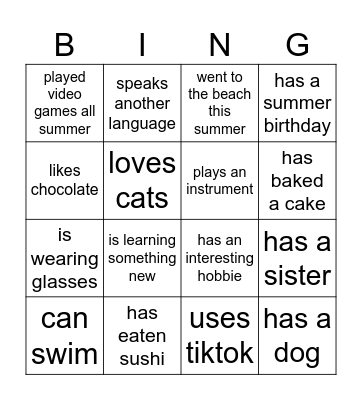 FIND SOMEONE WHO... Bingo Card
