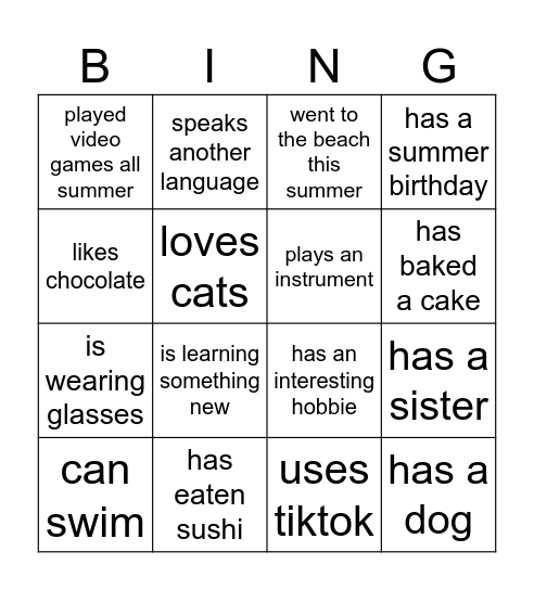 FIND SOMEONE WHO... Bingo Card