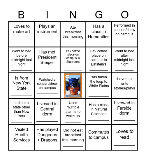 Purchase College Bingo Card