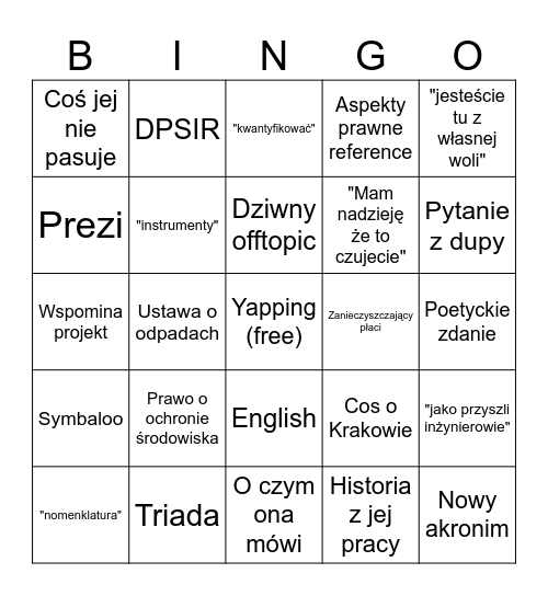Marta mówi Bingo Card