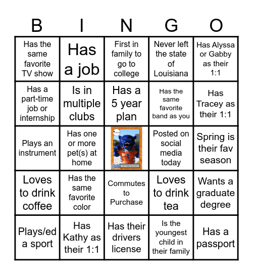 Find Someone at Purchase Who ... Bingo Card