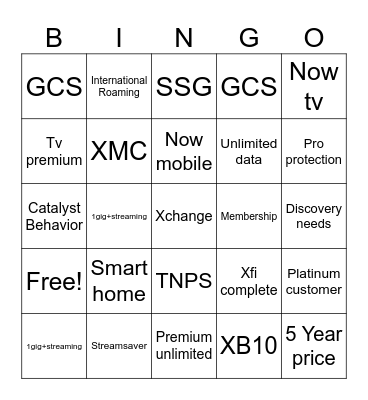 Xfinity deals Bingo Card