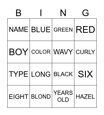 2ND GRADE- PHYSICAL APPEARANCE Bingo Card