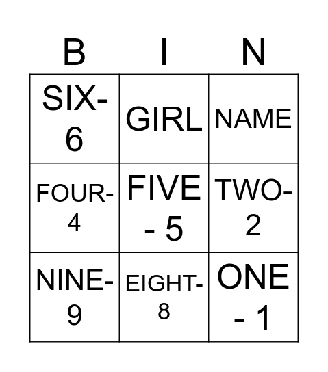 1ST GRADE WHAT IS YOUR NAME Bingo Card