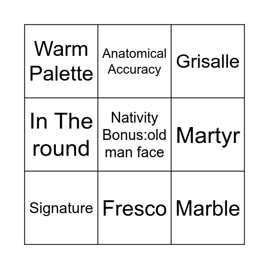 Gallery Bingo Card