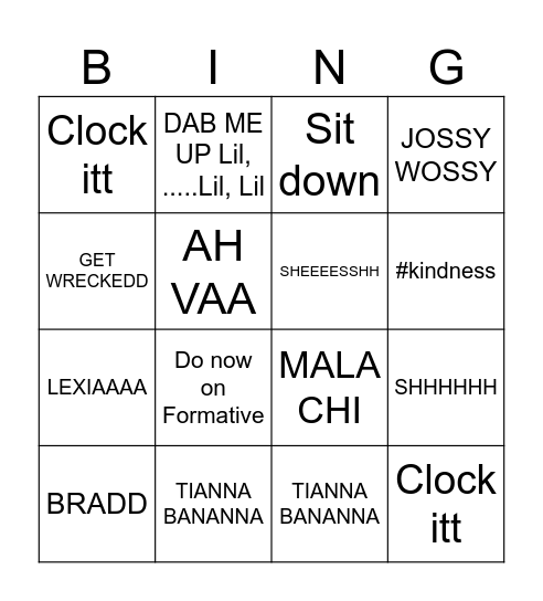 MR LENOW'S 4th P BINGOOO Bingo Card