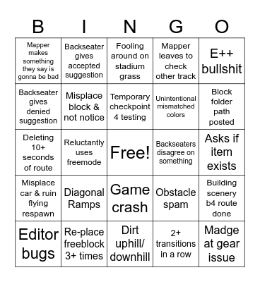 Mapping Stream Bingo V1 Bingo Card