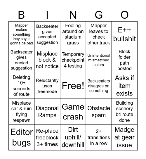 Mapping Stream Bingo V1 Bingo Card