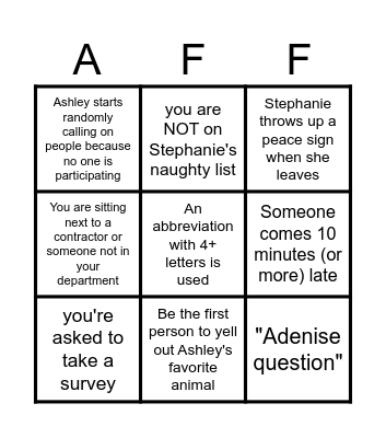 "Insert Fun Title Here" Bingo Card
