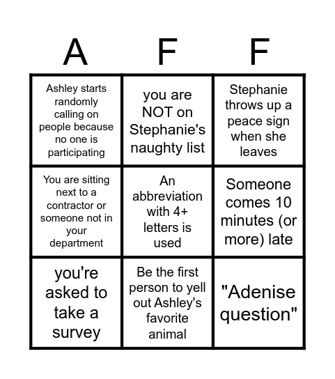 "Insert Fun Title Here" Bingo Card