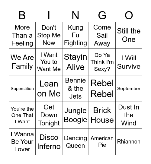 70's Bingo #4 Bingo Card