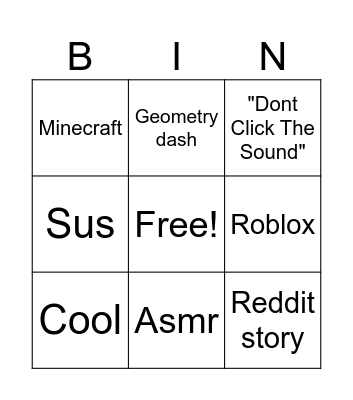 YouTube shorts Bingo Card