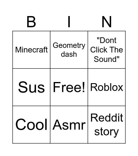YouTube shorts Bingo Card